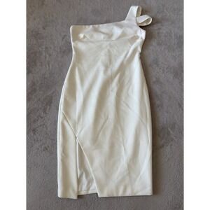 Likely Packard White One Shoulder Dress Bridal Cocktail Slit Bodycon Size 4